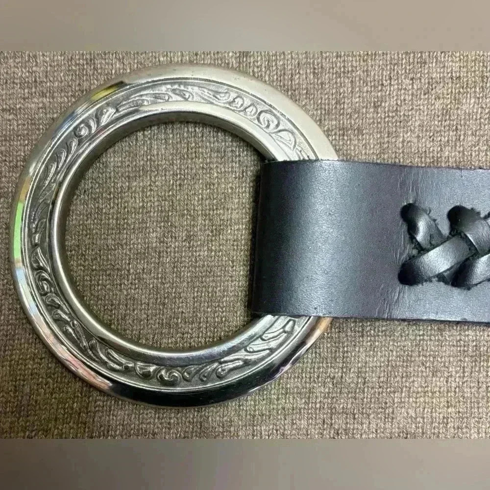 Al Stohlman 3" Stainless Steel COLLAR RING Tandy Leather Straps Black Belt 53”